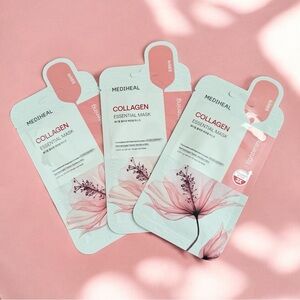 NEW MEDIHEAL 3-Pack Essential Face Mask Sheet- Collagen 0.81 fl oz